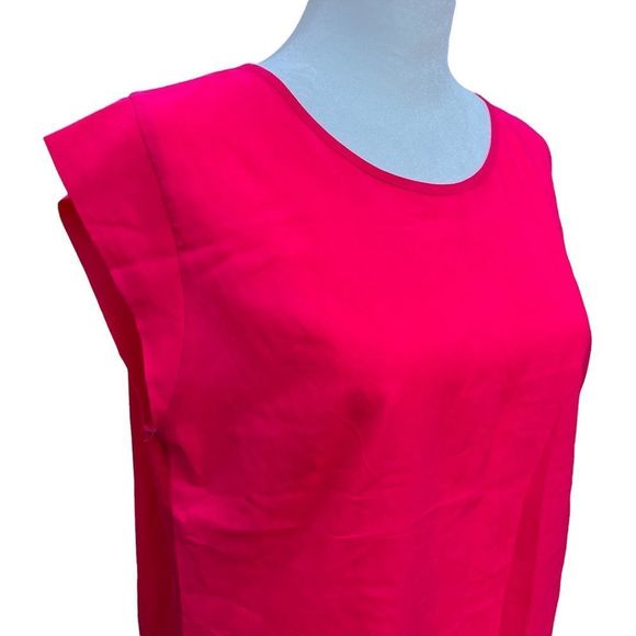 French Connection Fuchsia Silk Sleeveless Blouse Size L - Picture 3 of 7